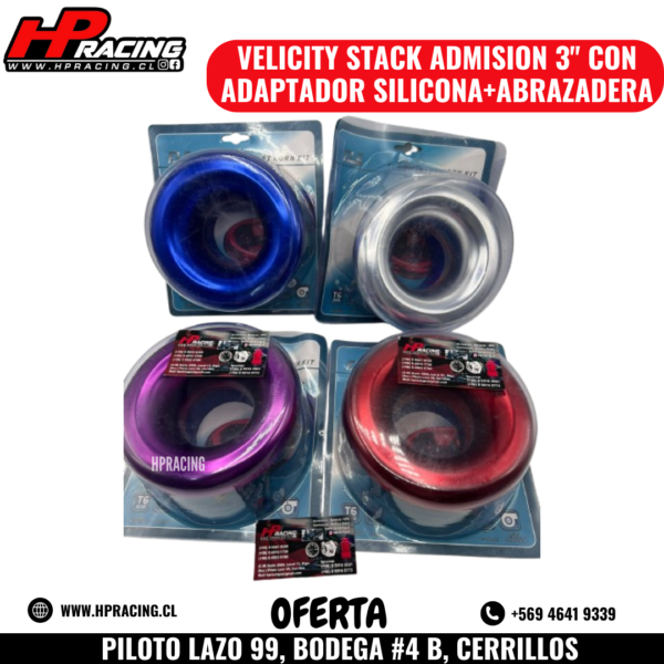 Velicity Stack Admision 3" Con Adaptador Silicona + Abrazadera - Image 5