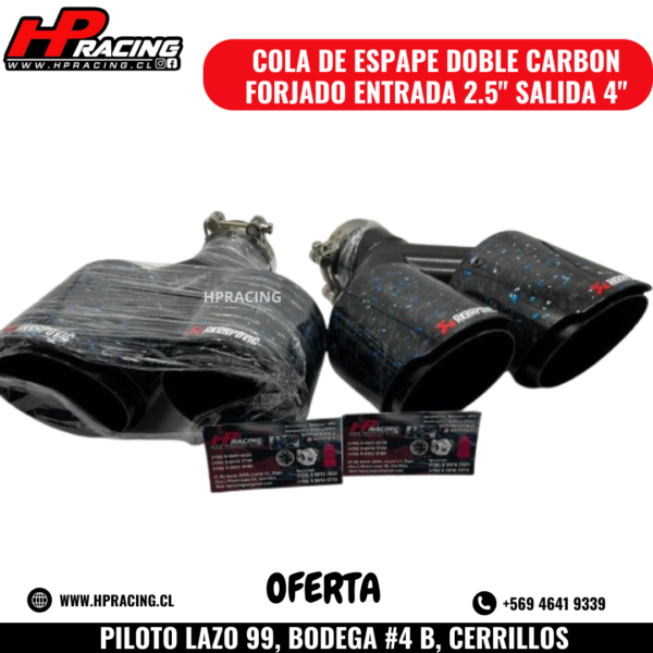 Cola De Escape Doble Carbón Forjado Entrada 2.5" Salida 4" - Image 2