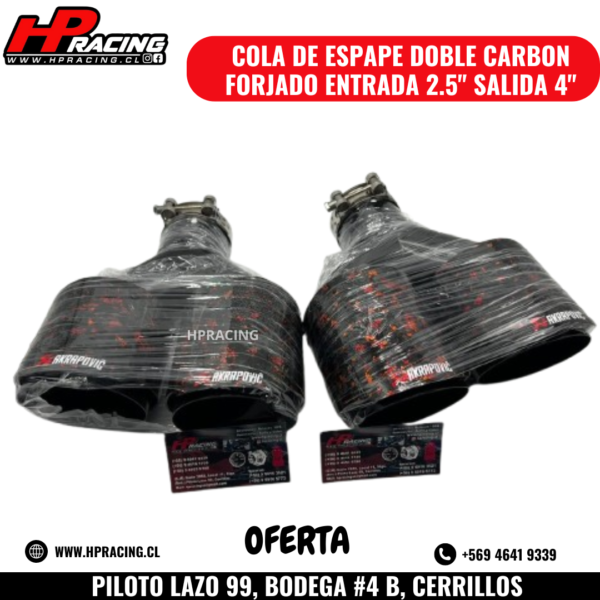 Cola De Escape Doble Carbón Forjado Entrada 2.5" Salida 4" - Image 3